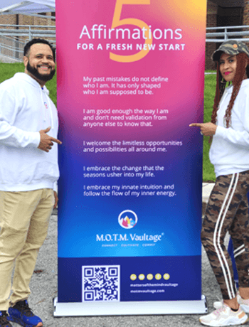 Affirmations banner at event